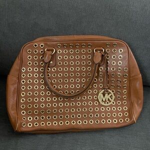 Michael Kors Large Brown Grommet Leather Handbag